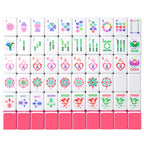 Amora Pink Heart American mahjong tiles laid out, 160 tiles with pink backs