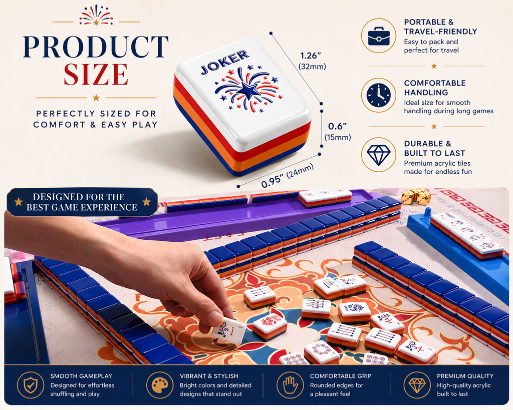 Astera Americana mahjong Joker tile size, portable and comfortable to hold