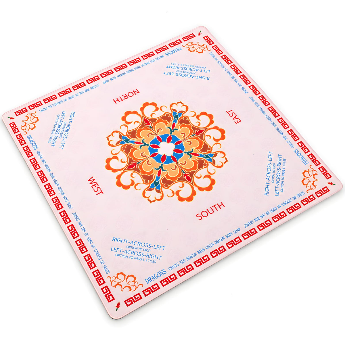 Blush compass mahjong table mat with seat markers