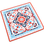 Coral and blue medallion mahjong table mat