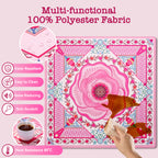 Pink rose mahjong mat features: polyester surface, easy to clean, heat resistant
