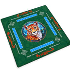 Emerald stained glass cheetah mahjong table mat