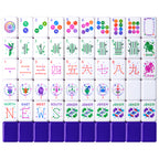Velora Zodiac American mahjong tiles laid out, 160 tiles with purple backs